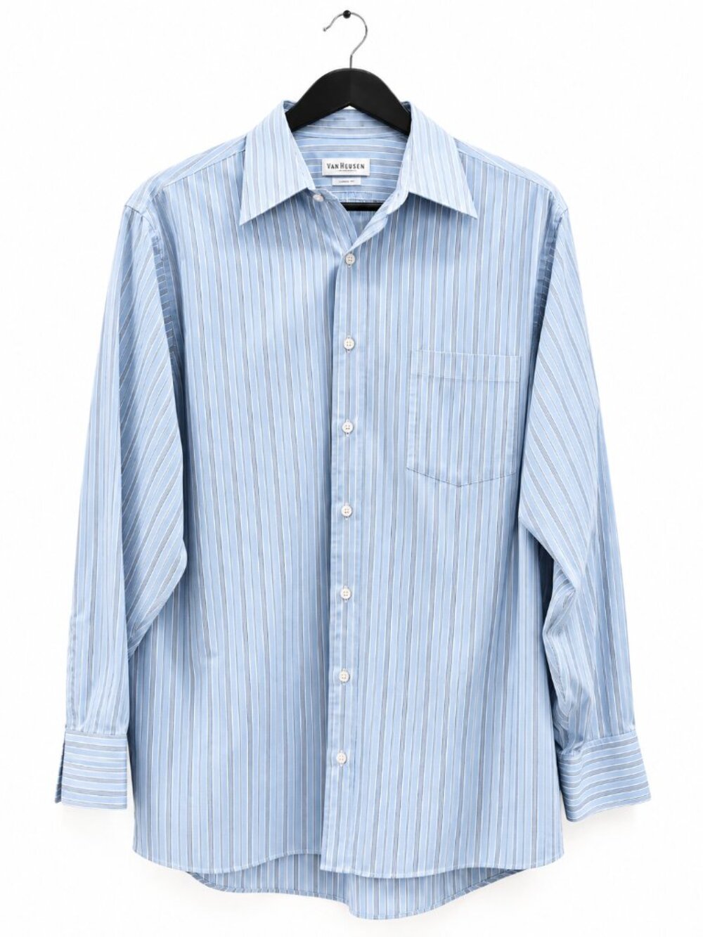 Striped Van Heusen Light Blue Dress Shirt | Size L